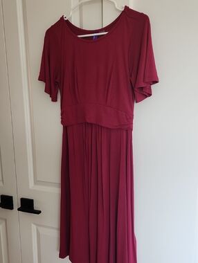 Seraphine Maternity / Feeding Burgundy  Dress